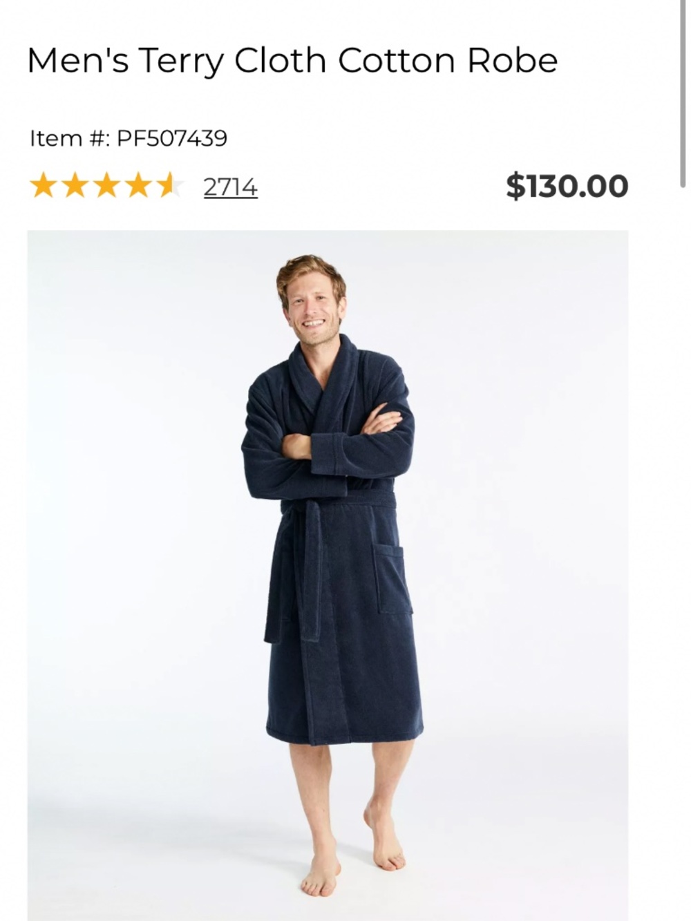 L.L. Bean men’s bathrobe - large, blue